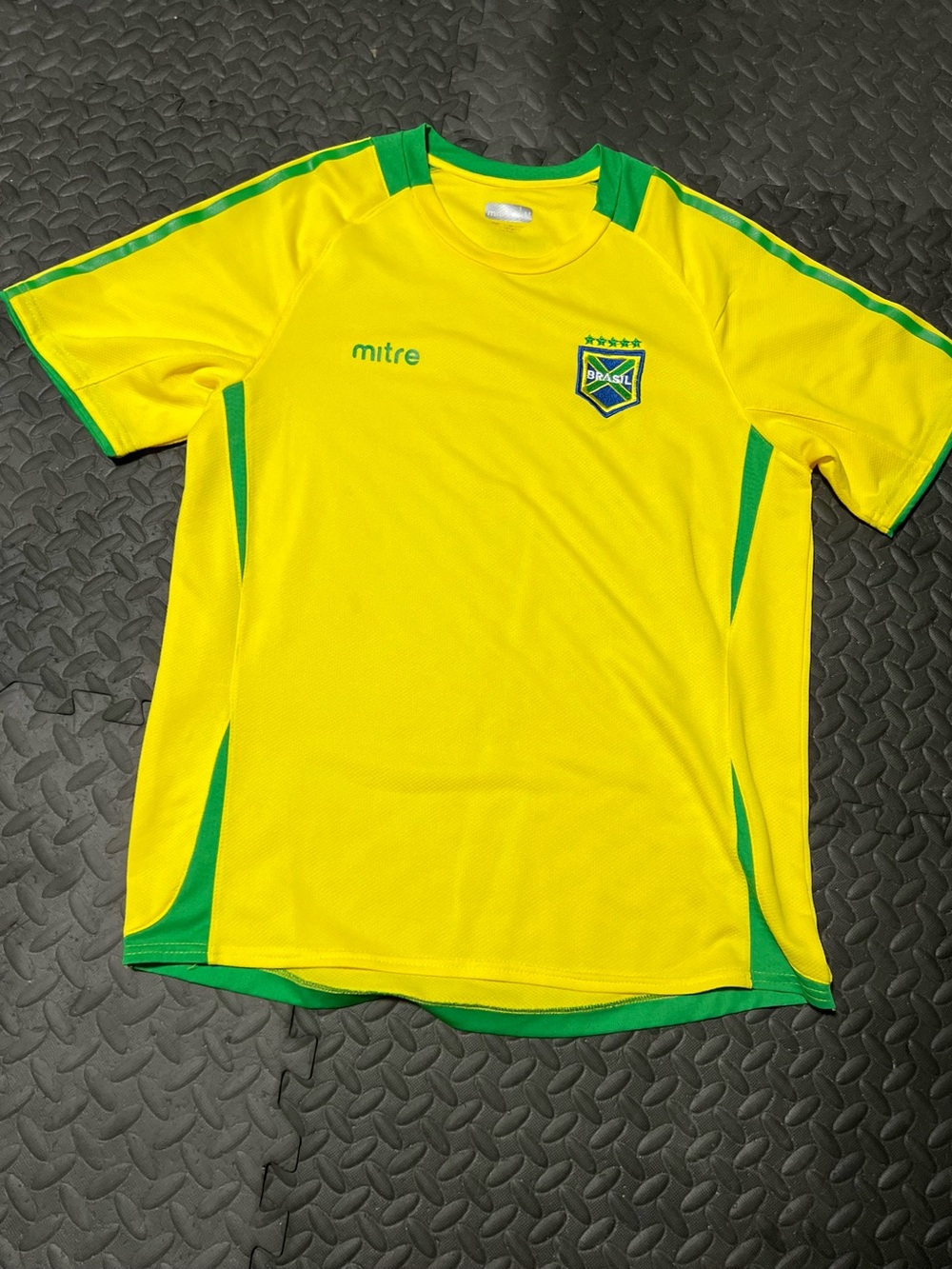 Mitre Brazil-Style Yellow & Green Men's Soccer Jersey